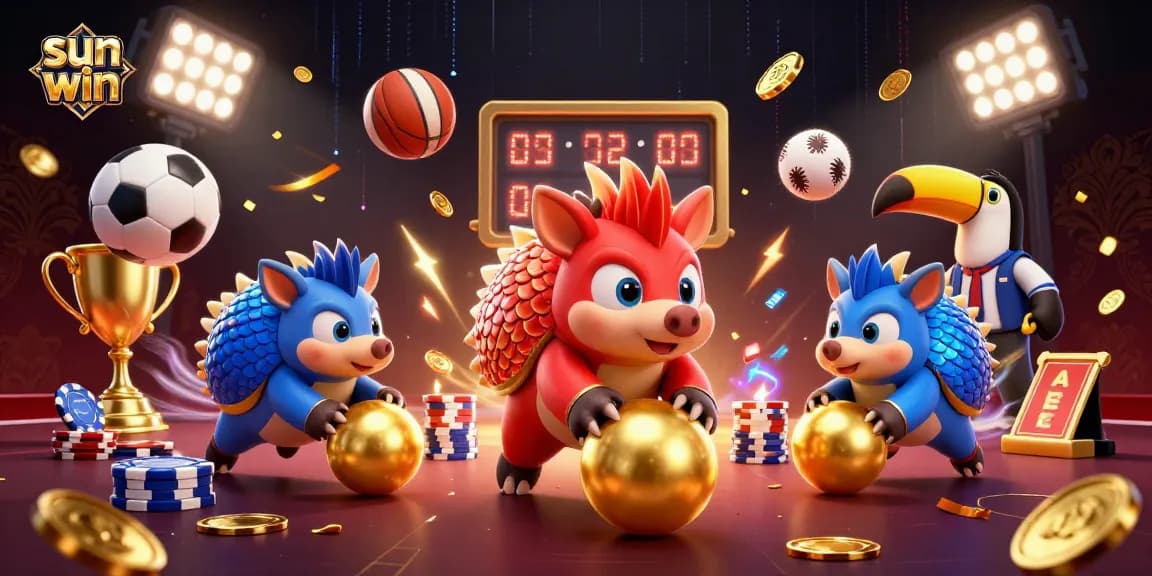Experience sun win's thrilling casino games with vibrant pangolins and dynamic sports elements.