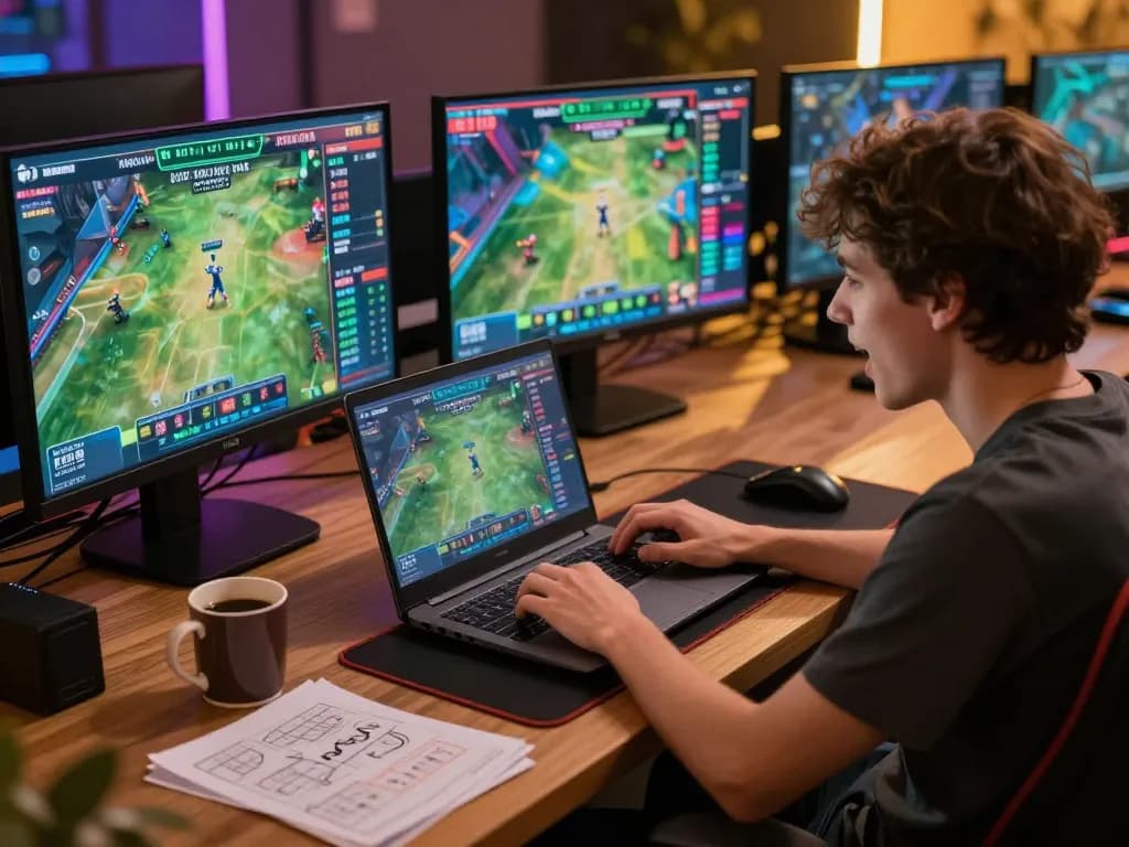 Player engaging in strategic sports betting on PHPVIP platform, surrounded by personal touches like coffee and notes.