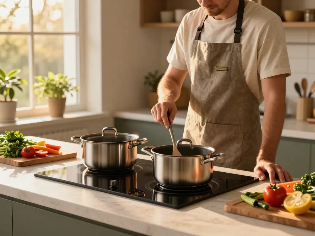 Die besten Induktionsgeräte für effizientes Kochen in einer stilvollen Küche verwenden.