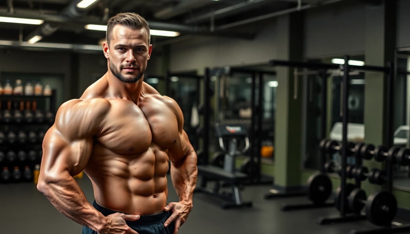 Bodybuilder mit Unique Pharma Steroids für maximales Muskelwachstum