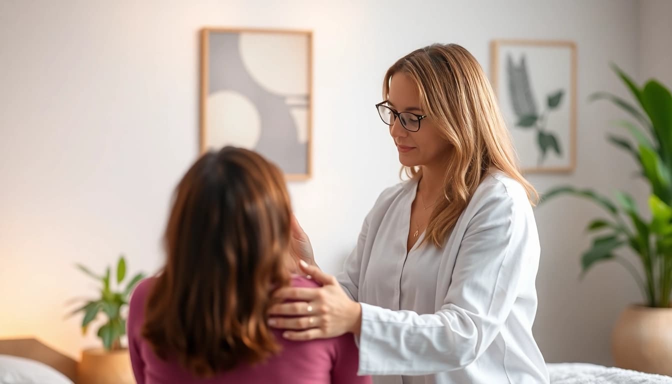 Erleben Sie die Reinkarnationstherapie in einem beruhigenden Raum mit einem einfühlsamen Therapeuten.