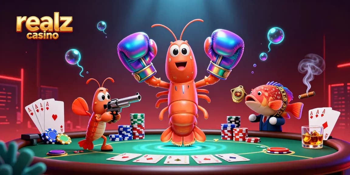 Engaging scene at realz casino featuring vibrant poker gameplay and animated characters.
