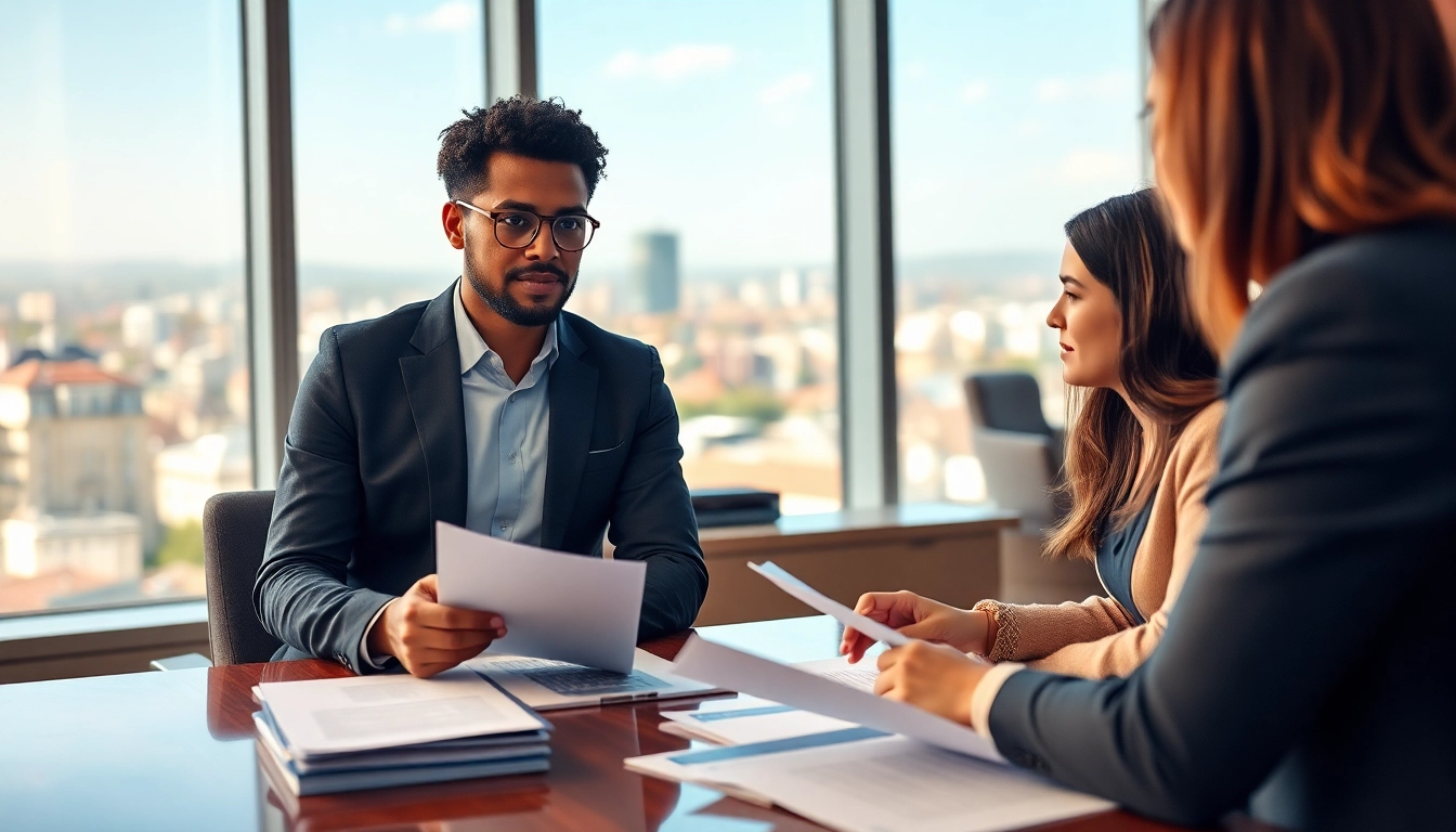 Headhunter Schweiz berät Kandidaten in einem modernen Büro mit urbanem Blick.