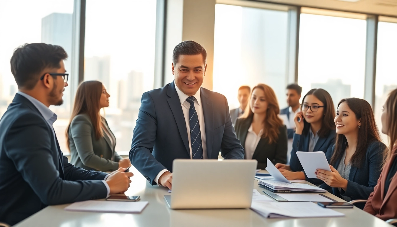 Interaktion mit einem Headhunter Schweiz in einem modernen Büroumfeld, das Vertrauen und Professionalität vermittelt.