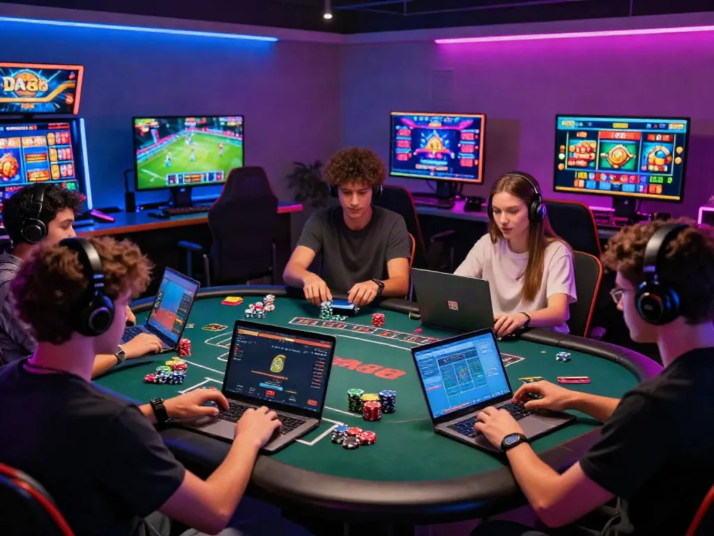 DA88 users engaging in online gaming activities in a vibrant, immersive environment.