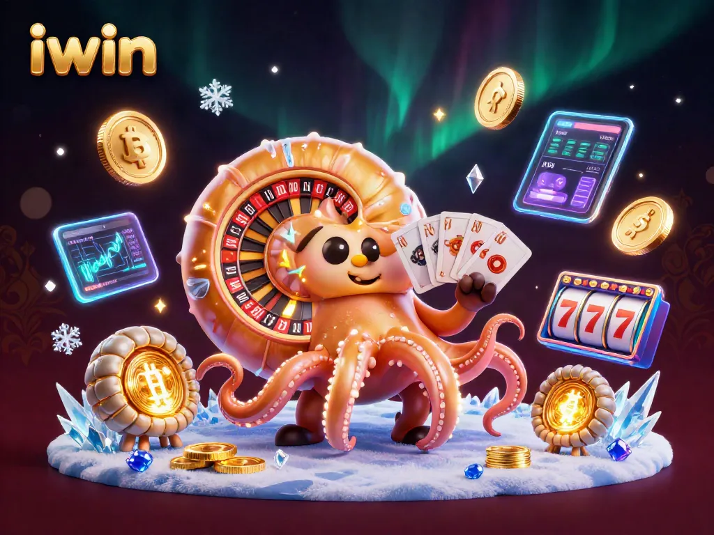 Engage with the exciting iwin casino experience featuring 3D giant nautilus and vibrant gambling elements.