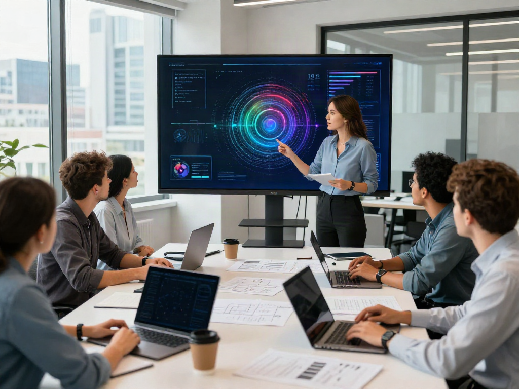 Ein IT-Sicherheitsberatung Frankfurt Team bei einem strategischen Meeting in einem modernen Büro.
