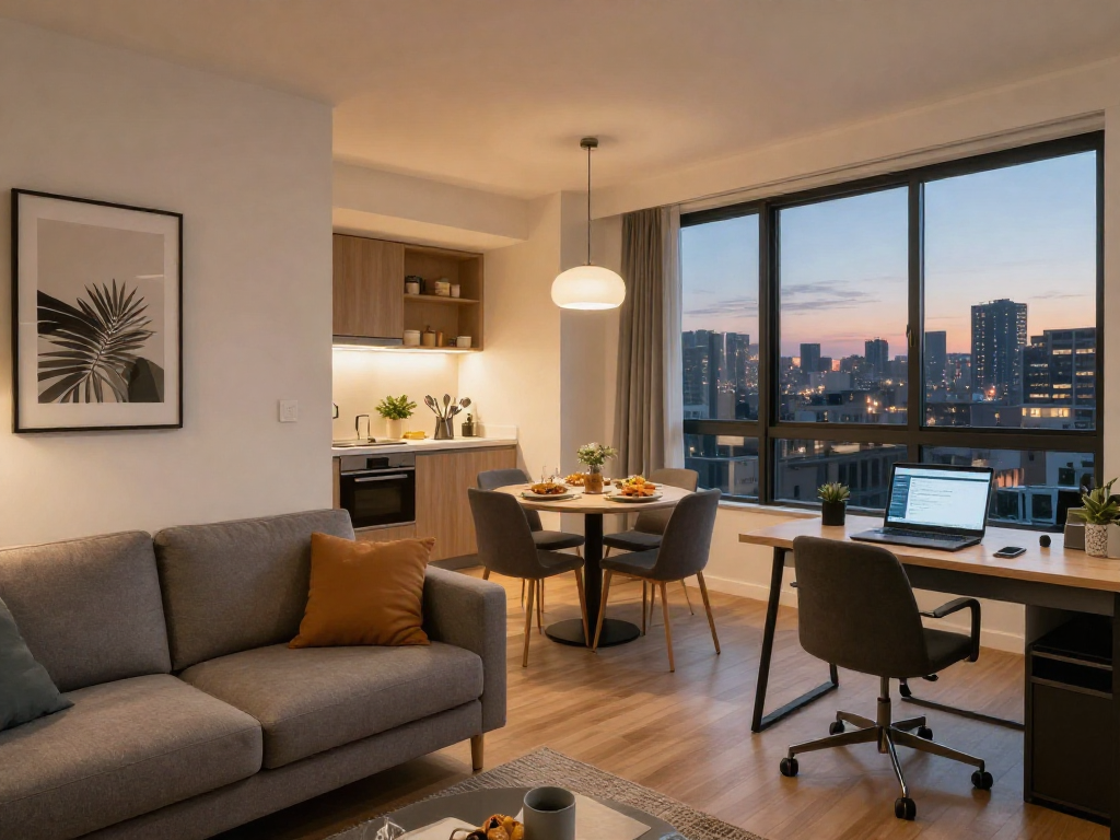 Moderne möblierte Apartments in Hannover für Monteurzimmer mieten Hannover mit stilvollem Design und voll ausgestatteter Küche.