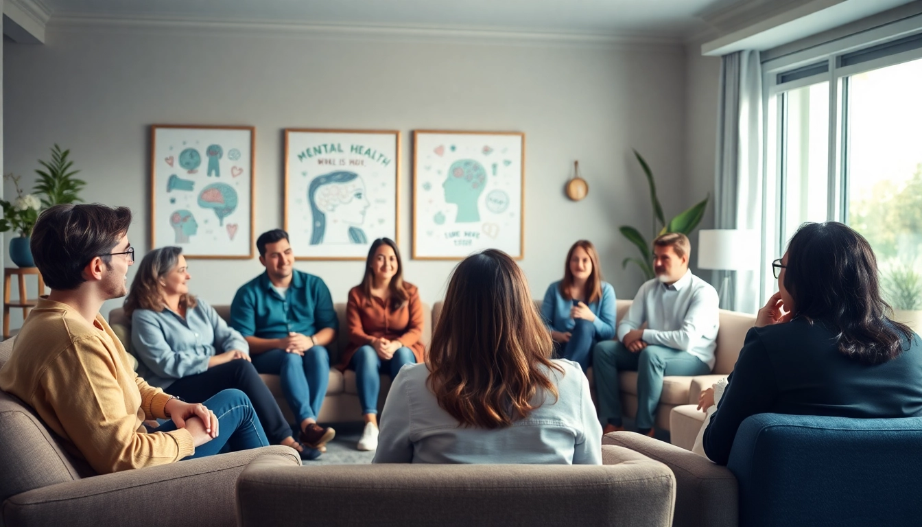 Engaging group therapy session highlighting mental health awareness through shared experiences.